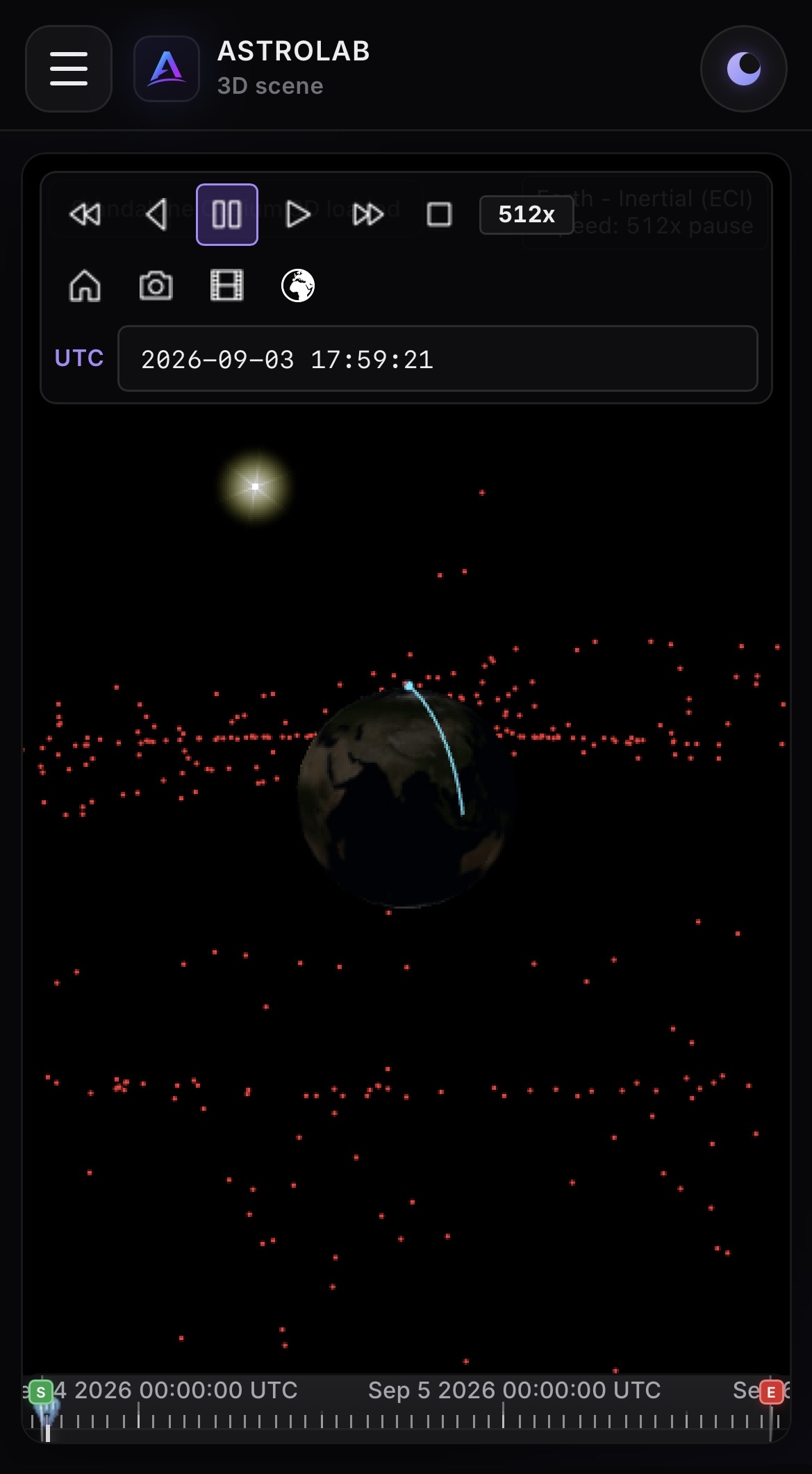 ASTROLAB Web — mobile 3D scene