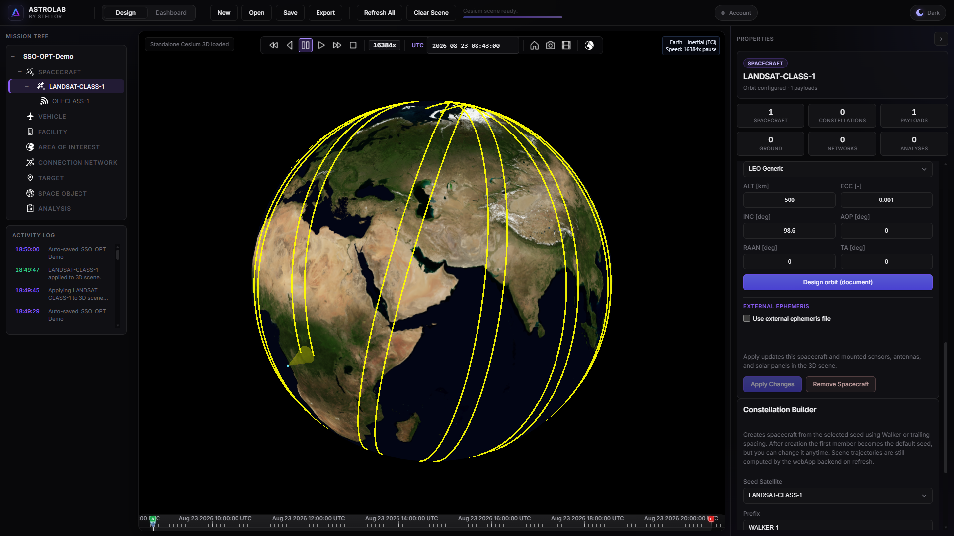SSO spacecraft with optical sensor swath