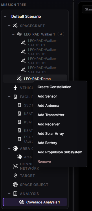 Mission Tree — add or context menu